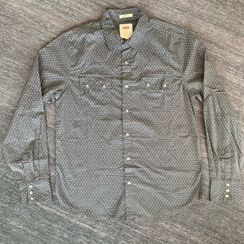 Levi’s Western Pearl Snap Gray Standard Fit S Long Sleeve NWOT Shirt